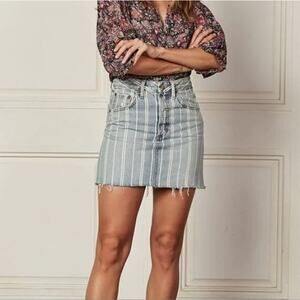 Boyish Blue & White Striped Corey Button Fly Denim Mini Skirt NEW Women's 30